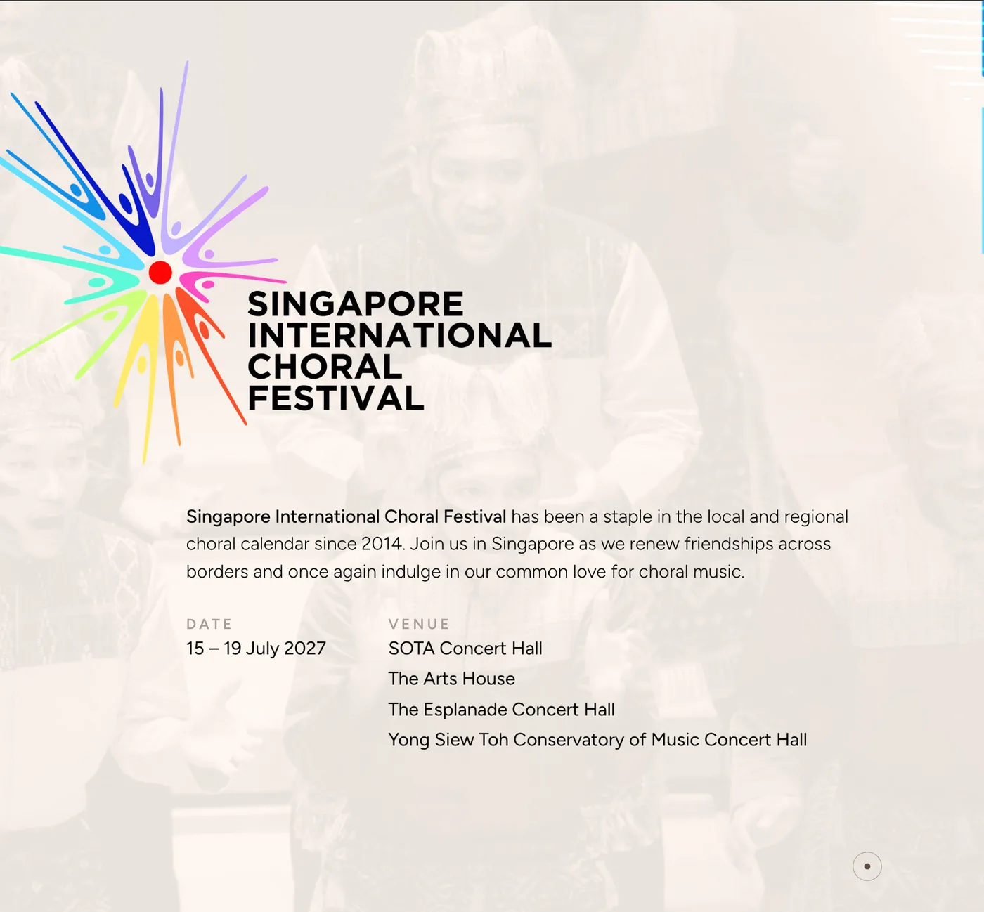 Poster 10th Singapore International Choral Festival (SICF) 2027